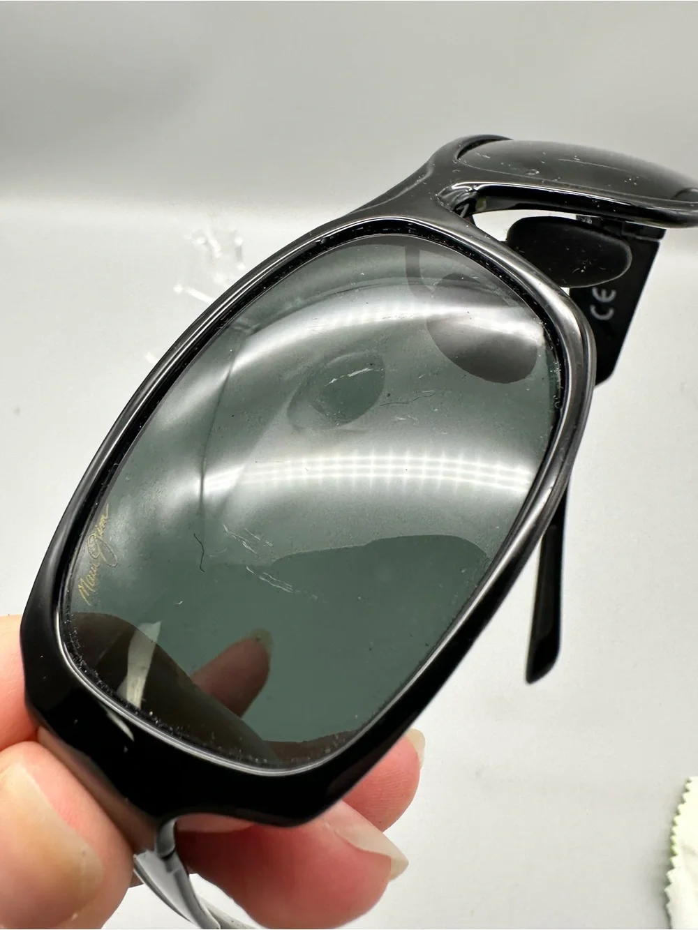 Maui Jim Bamboo Forest MJ-415-02 Black Polarized Wrap Sunglasses Japan FLAW